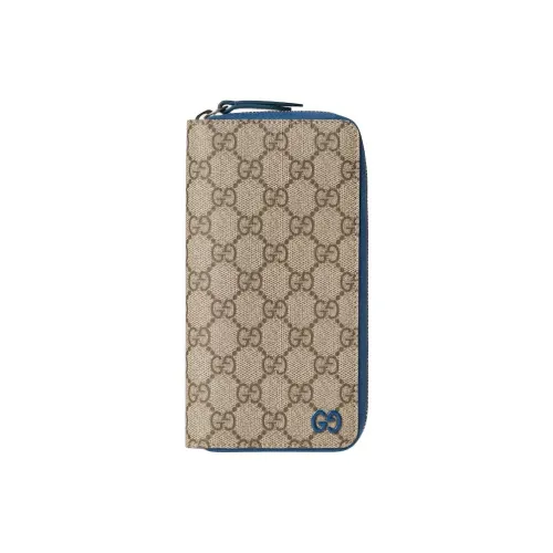 GUCCI Натуральная кожа Внутренняя отделка Кошелек Мужской Бежевый и Синий