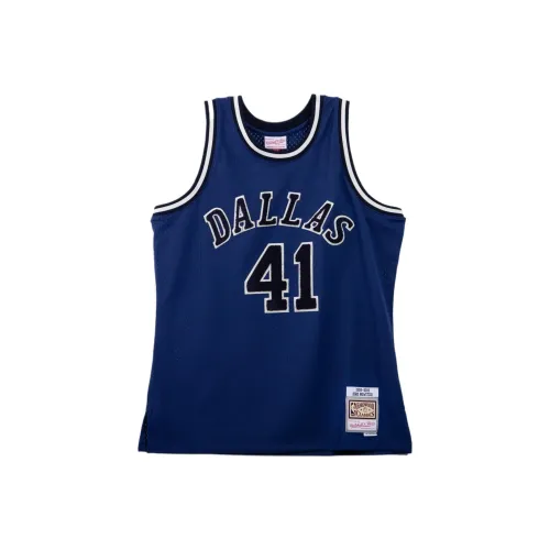 MITCHELL NESS x NBA SWINGMAN Fan Edition SS22 OFF COURT Шенилл Dirk Nowitzki Баскетбольная Джерси Унисекс Синий
