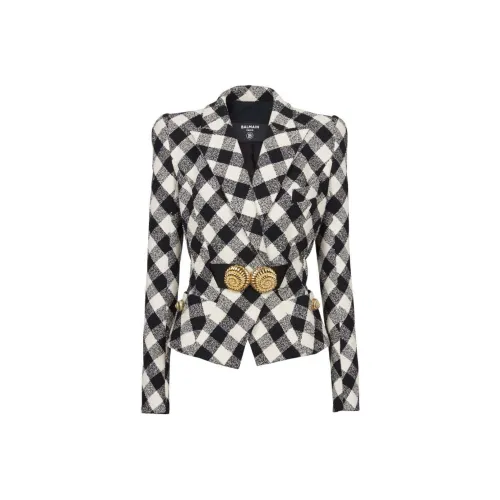 BALMAIN FW24 Куртки и пальто Женские Черный Белый