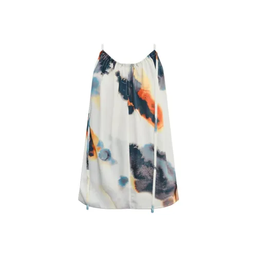 Roselingling Топ на бретелях Женский Зеленый Абстрактный Цветочный Дизайн