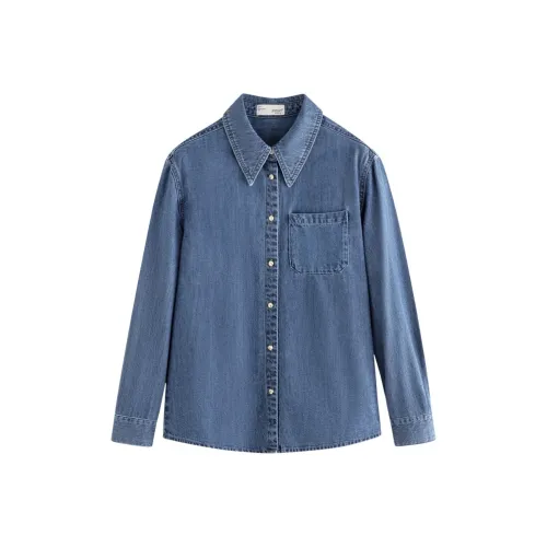 Inman Джинсовый синий Женские Рубашки