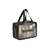 Средний размер, двухслойная сумка для макияжа - черная