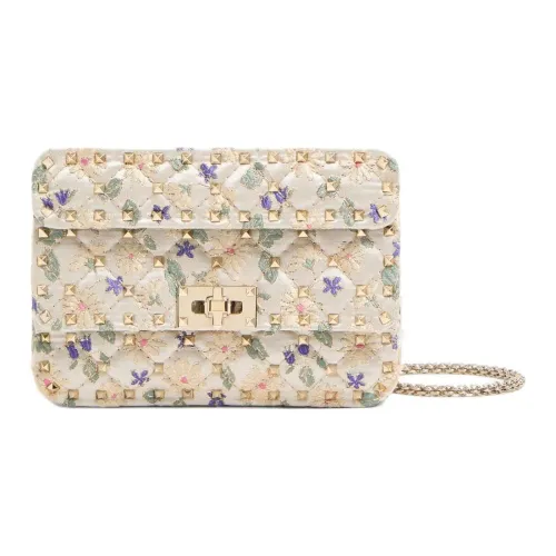 Valentino ROCKSTUD SPIKE Жаккардовая ткань Портативная Сумка через плечо Сумка на плечо Маленькая Женская Многоцветная