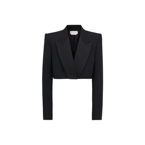 Alexander McQueen Укороченный Tuxedo Куртка в Черном Цвете Куртки и Пальто Женские Черные