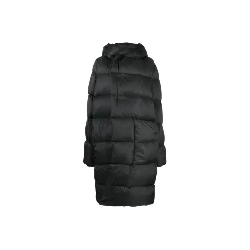 RICK OWENS совместный бренд RO FW22 Однотонный С капюшоном Свободный крой Пуховая куртка Женская Черная