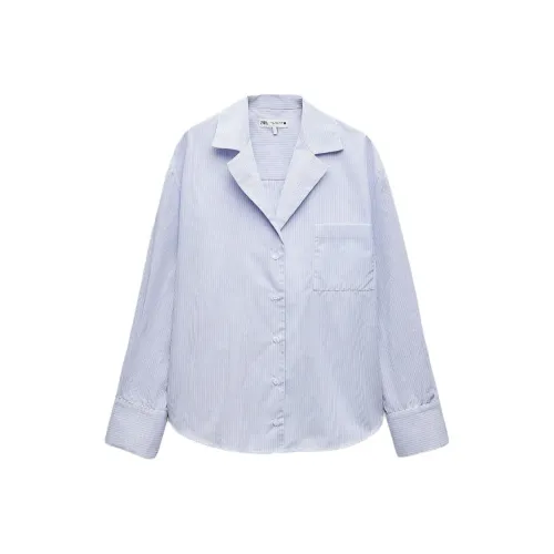 ZARA ZW Series Синие / Белые Женские Рубашки