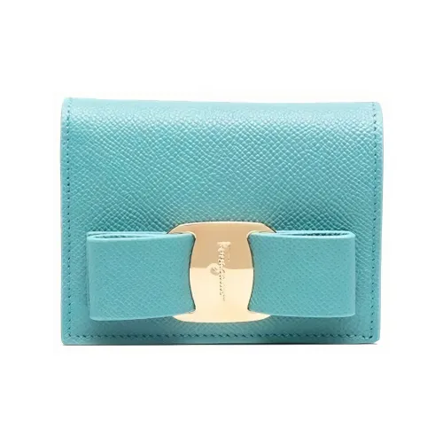 Ferragamo Hammered Текстура Телячья кожа Кошелек для монет Женские Синий