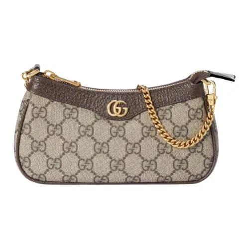 GUCCI Ophidia Коричневая кожа Комбинированная Сумка Мини Женская Бежевый и Эбеновое дерево