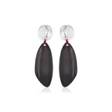 Серебряные серьги-гвоздики с следами из дерева African Blackwood, 1 пара