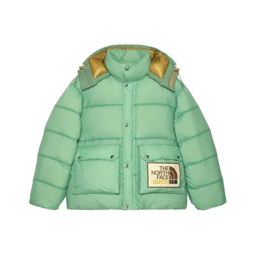 GUCCI x THE NORTH FACE Пуховик Женский Аква Зеленый