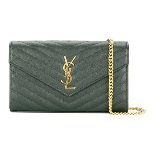 SAINT LAURENT Лоскутное шитье с рельефом тисненая коровья кожа цепочка кошелек сумка через плечо женский яшма