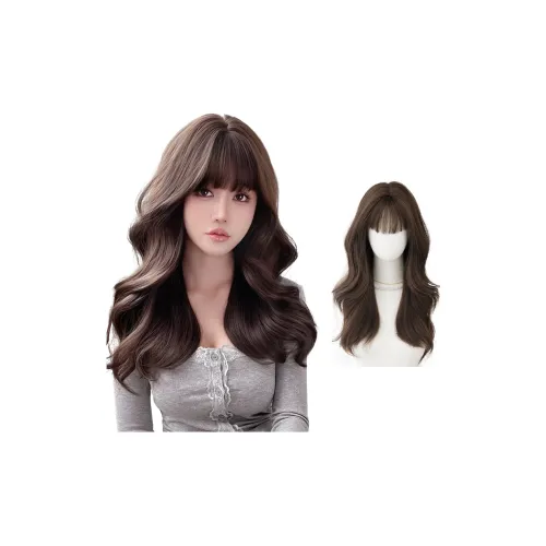 QIJIEHUANGHOU Азиатский корейский девушка большая волна парики холодный коричневый