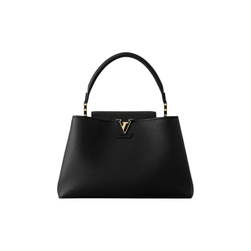 LOUIS VUITTON Capucines Телячья кожа Одно плечо Сумка Средний Женский Черный