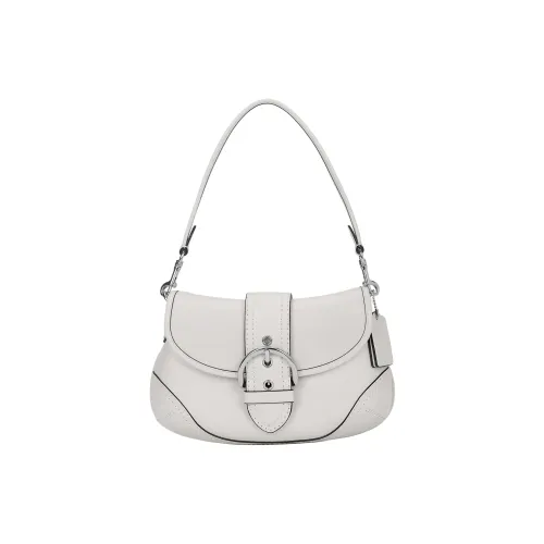 COACH SOHO Совместная брендированная сумка из коровьей кожи сумка через плечо среднего размера женская розово-белая