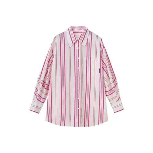 SHUIYUNJIAN Рубашка Женская Розовая Красная Полосатая