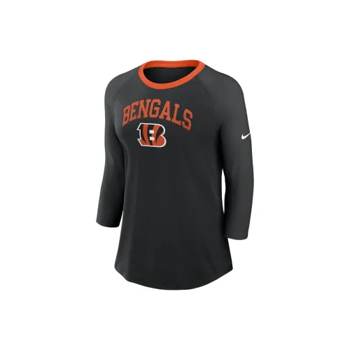 nike NFLCincinnati FW24 Рукав реглан T-рубашка Женская Черная