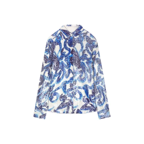 DRIES VAN NOTEN FW24 Рубашка Женская Синяя