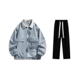 Комплект одежды (Синяя куртка + Черные повседневные штаны)