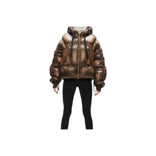 KHRISJOY FW22 Однотонный Умеренный Пуховик Женские Шоколад