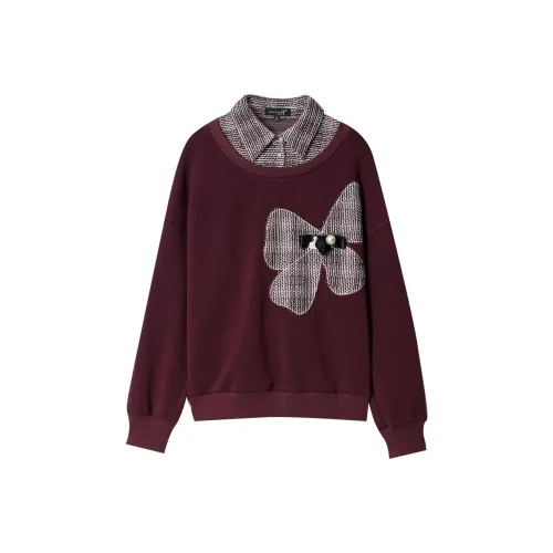 OUNIXUE Толстовка Женская Темно-красный Фиолетовый