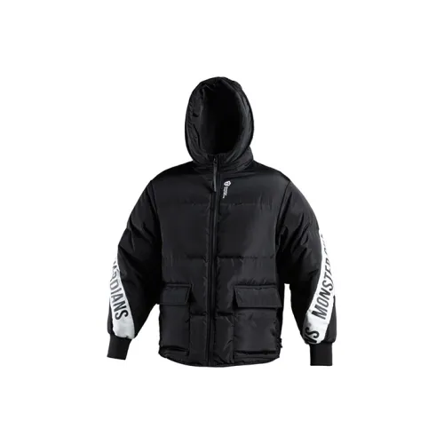 Monster Guardians Буква С капюшоном Свободный крой Утолщенный пуховик Женский Черный