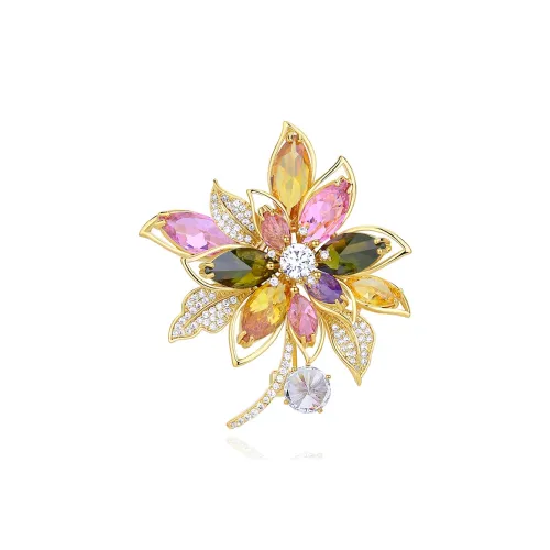 Фиолетовые синтетические кубические циркониевые брошки женские