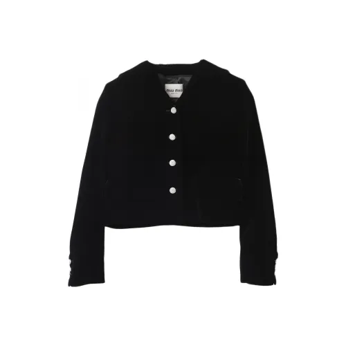 MIU MIU Одинарная бархатная куртка Куртки Пальто Женские Черный