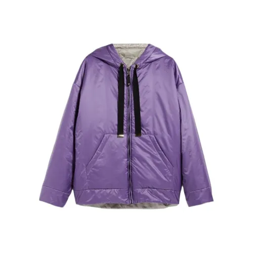 MaxMara Greenbox Коллекция Двусторонний PARKA Водонепроницаемый Холст Куртки Пальто Женские Фиолетовый
