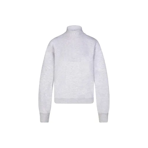 SKIMS Cotton Fleece Classic Quarter Zip Pullover Sweatshirt Women's Melange GREY Light Photinia Gray SKIMS Хлопок Флис Классический Quarter Zip Пуловер Свитшот Женские Меланж GREY Светлый Фотиния Серый