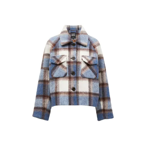 VERO MODA Куртки и Пальто Женские Синие Клетка Синий