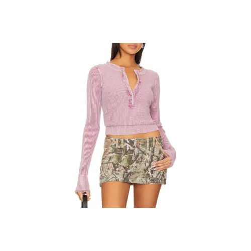 FREE PEOPLE Жемчужный Молочно-чайный Розовый Женский Трикотаж