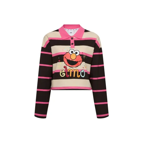 TSMLXLT Поло Женское Розовые Полосы