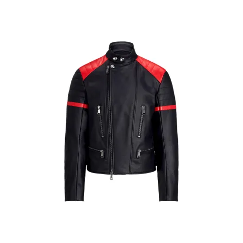 Polo Ralph Lauren кожаная куртка мужская Bolo черного цвета