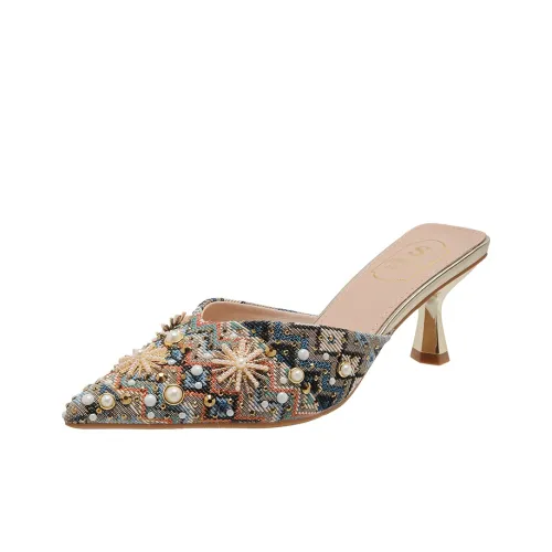 Lanza Резиновая подошва устойчивая к истиранию домашние тапочки женские многоцветный золотой