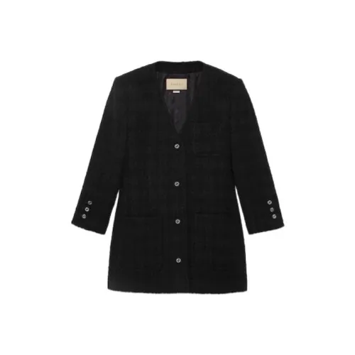 GUCCI SS24 Твид MÉLANGE Куртка Куртки Пальто Женские Черный