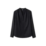 Женская рубашка с длинным рукавом, черного цвета