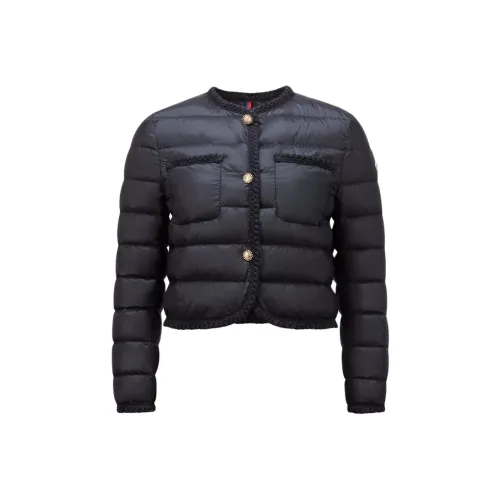Moncler Aristeo Series Однотонный На пуговицах Обхват груди Карман Длинный рукав Пуховик Женские Черный