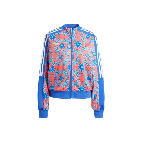 Adidas x FARM RIO Tiro Track Jacket Спортивный Ретро Стиль Воротник-стойка Куртки Женские Ярко-красный