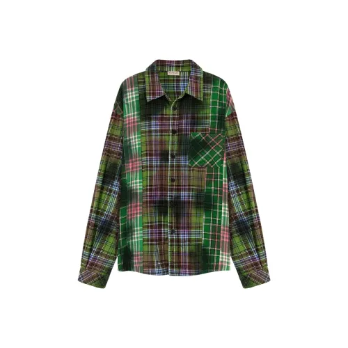 NO ONE ELSE Зеленая клетка Женские Рубашки
