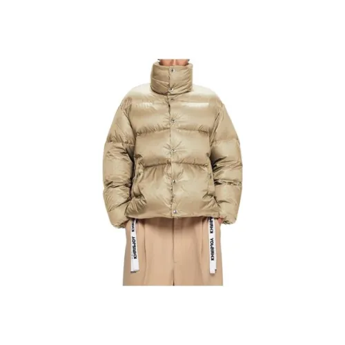 KHRISJOY FW22 Однотонный Воротник-стойка Умеренный Пуховик Женский Бежевый