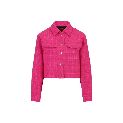 Hugo Boss Relaxed Fit Куртка из ткани Bouclé с полированными отделками Куртки и Пальто Женские Розовый