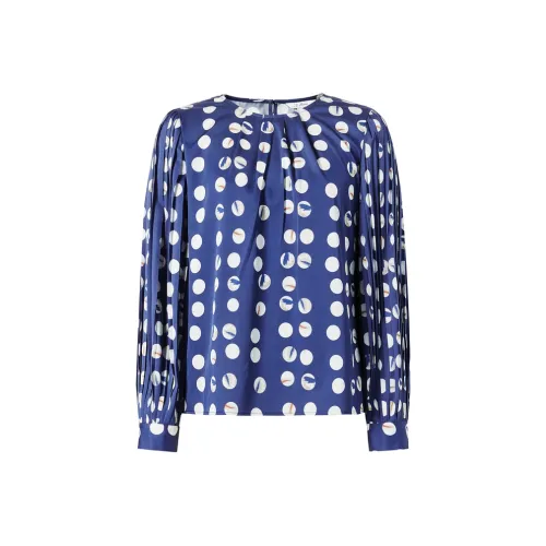 JZ Juzui Рубашка Женская Цветочный Дизайн Озерный Синий