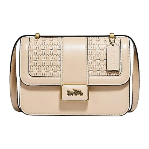 COACH Alie Телячья кожа Курьерская сумка Маленькая квадратная сумка Сумка через плечо Средний размер Женская Телесный цвет