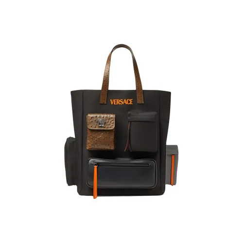 VERSACE Сумка Tote из коровьей кожи Мужская Черная