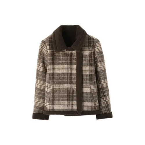 IHIMI Куртки и Пальто Женские Кофейная Клетка