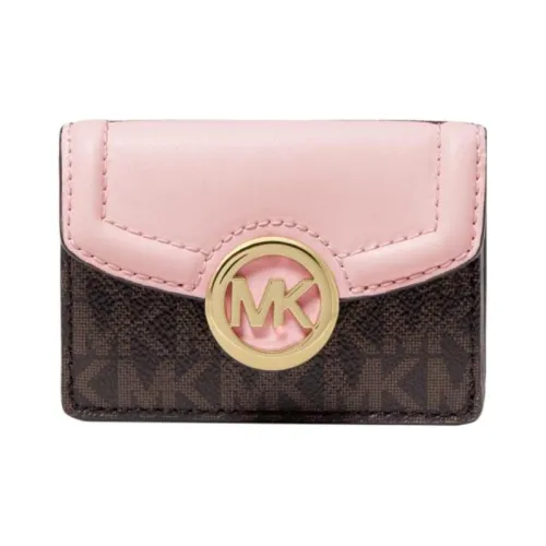MICHAEL KORS Fulton Холст и Кожа Держатель для Карт и Кошелек Экстра Маленький Женский Розовый и Коричневый