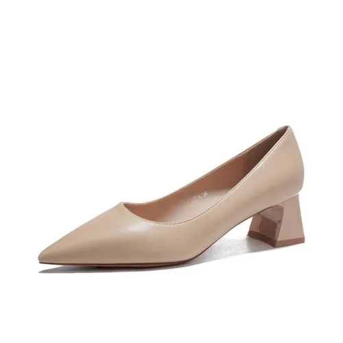 Lan Miao Грубый каблук Высокие каблуки 5 см Женские Телесный цвет