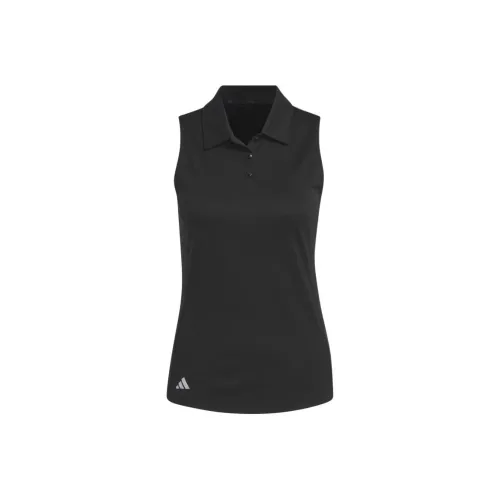 Adidas Текстура Без рукавов GOLF Поло Женские Черный