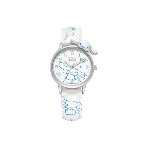 Zgo Sanrio Co Branded Кварцевый механизм Кожаный ремешок Часы Женские часы Белый циферблат