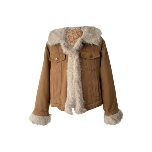 CPAURA Куртки Пальто Женские Коричневый